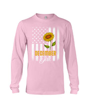 Load image into Gallery viewer, Birthday Gift For December Girl With Sunflower American Flag Retro Vintage Unisex Long Sleeve