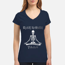 Load image into Gallery viewer, Yoga Iron Skeleton Dark Blue Background Gift For Men Ladies V-Neck