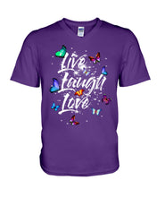 Load image into Gallery viewer, Butterfly Live Laugh Love Gift For Lover Guys V-Neck