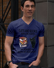 Load image into Gallery viewer, Cats And Books Make Me Happy - Cats And Books Lovers Gifts Guys V-Neck