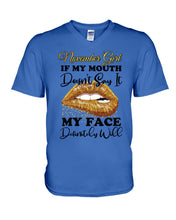 Load image into Gallery viewer, Birthday Gift For November Girl If My Mouth Doesn't Say It My Face Definitely Guys V-Neck