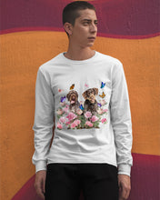 Load image into Gallery viewer, German Wirehaired Pointer With Peonies Gift For Dog Lovers Unisex Long Sleeve