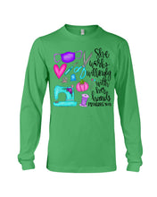 Load image into Gallery viewer, She Works Willingly With Her Hands Proverbs 31 13 Gift For Sewing Lovers Unisex Long Sleeve
