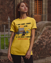 Load image into Gallery viewer, A Man Loves Beer And Dachshund Gift For Dog Lovers Guys Tee