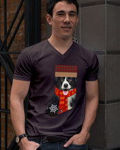 Load image into Gallery viewer, Santa Border Collie In Stock Gift For Dog Lovers Guys V-Neck