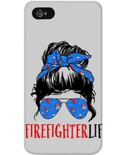 Load image into Gallery viewer, Firefighter Make You Life Safe Lady With Blue Ribbonhead Gift For Women Phone case