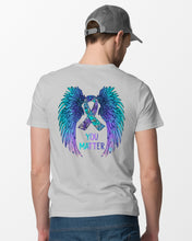 Load image into Gallery viewer, You Matter Ribbon Awareness With Angel Wings Guys Tee