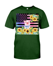 Load image into Gallery viewer, Pig America Flag Sunflower Special Custom Design Guys Tee