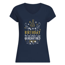 Load image into Gallery viewer, Vintage Funny My 45th Birthday The One Where I Was Quarantined Ladies V-Neck