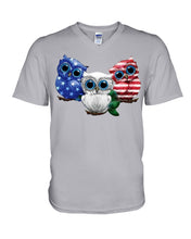Load image into Gallery viewer, Lovely Phone Case Three Owl With US Flag Gift For Owl Lovers Guys V-Neck