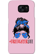 Load image into Gallery viewer, Firefighter Make You Life Safe Lady With Blue Ribbonhead Gift For Women Phone case