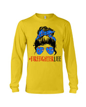 Load image into Gallery viewer, Firefighter Make You Life Safe Lady With Blue Ribbonhead Gift For Women Unisex Long Sleeve
