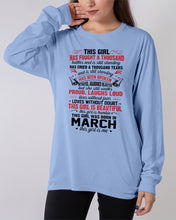 Load image into Gallery viewer, This Girl Has Fought A Thousand This Girl Was Born In March Unisex Long Sleeve