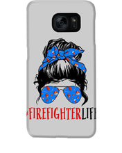 Load image into Gallery viewer, Firefighter Make You Life Safe Lady With Blue Ribbonhead Gift For Women Phone case
