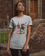 Load image into Gallery viewer, German Wirehaired Pointer With Peonies Gift For Dog Lovers Guys Tee