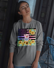 Load image into Gallery viewer, Pig America Flag Sunflower Special Custom Design Unisex Long Sleeve