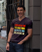 Load image into Gallery viewer, Vintage Funny Librarian The Man The Myth The Legend Gift For Friends Guys V-Neck