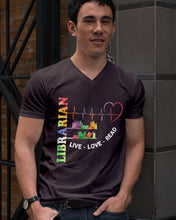 Load image into Gallery viewer, Librarian Live Love Read Special Custom Design Guys V-Neck