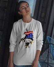 Load image into Gallery viewer, Eagle Giant Scratch USA Flag Gift For Women Unisex Long Sleeve