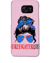 Load image into Gallery viewer, Firefighter Make You Life Safe Lady With Blue Ribbonhead Gift For Women Phone case