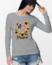 Load image into Gallery viewer, Peace Sign Sunflower Birthday Gift For Girls Unisex Long Sleeve