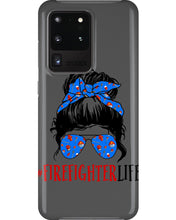 Load image into Gallery viewer, Firefighter Make You Life Safe Lady With Blue Ribbonhead Gift For Women Phone case