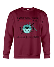 Load image into Gallery viewer, A Woman Can't Survive On Self-quarantine Alone ALso Needs Her Crochet Sweatshirt