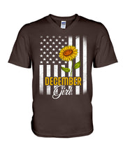 Load image into Gallery viewer, Birthday Gift For December Girl With Sunflower American Flag Retro Vintage Guys V-Neck