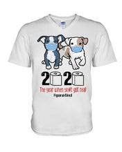 Load image into Gallery viewer, 2020 The Year When Shit Got Real Quarantined Trending Guys V-Neck