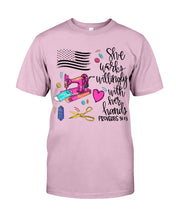 Load image into Gallery viewer, She Works Willingly With Her Hands Gift For Sew Lovers Guys Tee