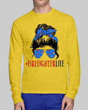 Load image into Gallery viewer, Firefighter Make You Life Safe Lady With Blue Ribbonhead Gift For Women Unisex Long Sleeve