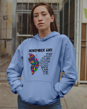Load image into Gallery viewer, Birthday Gift For November Girl They Whispered To Her You Cannot Withstand The Storm Hoodie