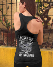 Load image into Gallery viewer, Gift For Wife I Asked God To Make Me A Better Woman Ladies Flowy Tank