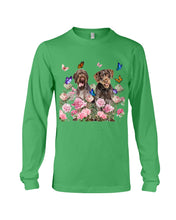 Load image into Gallery viewer, German Wirehaired Pointer With Peonies Gift For Dog Lovers Unisex Long Sleeve