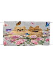 Load image into Gallery viewer, Peonies Garden Butterflies Pomeranian Gift For Dog Lovers Cloth Face Mask
