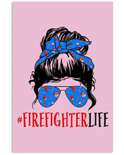 Load image into Gallery viewer, Firefighter Make You Life Safe Lady With Blue Ribbonhead Gift For Women Vertical Poster