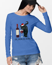 Load image into Gallery viewer, Cat Drink And Be Merry Meaningful Gift For Women Unisex Long Sleeve