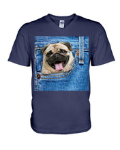Load image into Gallery viewer, baby Pug In Denim Pocket Gift For Dog Lovers Guys V-Neck