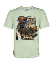 Load image into Gallery viewer, Native Wolf Gift For Wolf Lovers Guys V-Neck