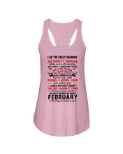 Load image into Gallery viewer, February Crazy Grandma Has Fought A Thousand Battles Cries For Birthday Gift Ladies Flowy Tank