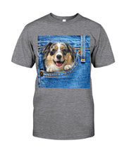 Load image into Gallery viewer, Australian Shepherd In Denim Pocket Gift For Dog Lovers Guys Tee