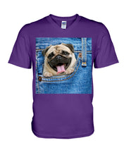 Load image into Gallery viewer, baby Pug In Denim Pocket Gift For Dog Lovers Guys V-Neck