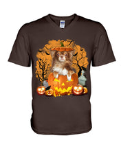Load image into Gallery viewer, Chihuahua Book Pumpkin Halloween Gift For Dog Lovers Guys V-Neck