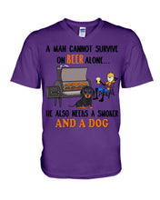 Load image into Gallery viewer, A Man Loves Beer And Dachshund Gift For Dog Lovers Guys V-Neck