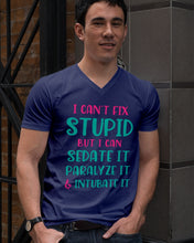 Load image into Gallery viewer, I Can't Fix Stupid But I An Sadate It Gift For Girls Guys V-Neck