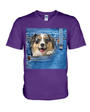 Load image into Gallery viewer, Australian Shepherd In Denim Pocket Gift For Dog Lovers Guys V-Neck