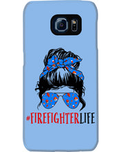 Load image into Gallery viewer, Firefighter Make You Life Safe Lady With Blue Ribbonhead Gift For Women Phone case