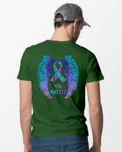 Load image into Gallery viewer, You Matter Ribbon Awareness With Angel Wings Guys Tee