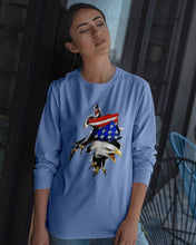 Load image into Gallery viewer, Eagle Giant Scratch USA Flag Gift For Women Unisex Long Sleeve