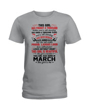 Load image into Gallery viewer, This Girl Has Fought A Thousand This Girl Was Born In March Ladies Tee